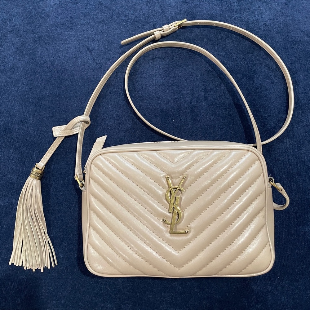 Lou Matelassé Leather Camera Bag -Dark Beige